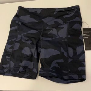 Blue camo biker shorts